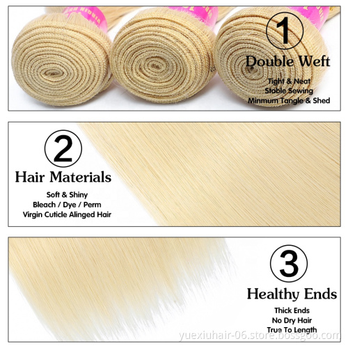 613 Blonde Russian Human Hair Extension 100% Virgin Cuticle Aligned Hair